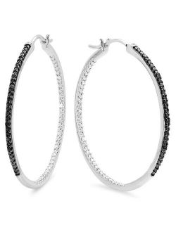 Collection 0.20 Carat (ctw) Round Cut Black Diamond Ladies Hoop Earrings 1/5 CT, Sterling Silver