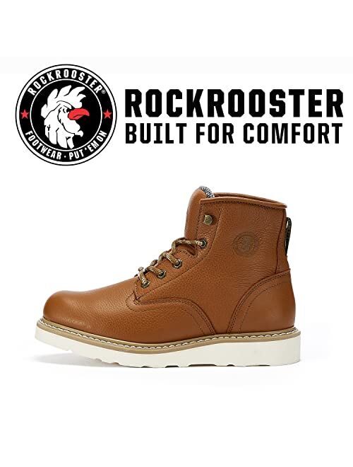 Rockrooster"Roberta" Work Boot for men, 6 inch Oiled Full Grain Tumbled Leather Soft Toe Wrok Boots Vibram Rubber Sole VAP615