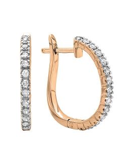 Collection Round White Diamond Timeless Tiny Dainty Hoop Earring for Women 1/4 CT (0.25 ctw, Color I-J), Available in 10K/14K/18K Gold
