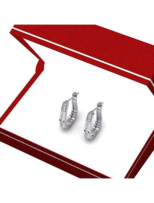 Dazzlingrock Collection 0.25 Carat (ctw) 10K Gold Round Cut Diamond Ladies Hoop Earrings 1/4 CT
