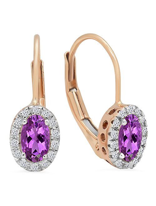 Dazzlingrock Collection 14K Ladies Halo Style Hoop Earrings, Rose Gold