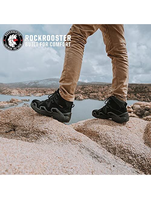 ROCKROOSTER Walland Waterproof Hiking Boots - 6'' Men's Mid Non-Slip Outdoor Trekking Boots, Hiker Lightweight Ankle Mountaineering Boots -(KS535/KS537)
