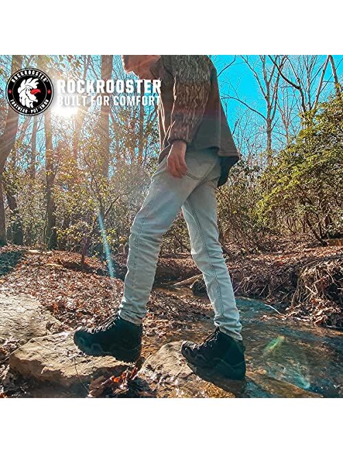 ROCKROOSTER Walland Waterproof Hiking Boots - 6'' Men's Mid Non-Slip Outdoor Trekking Boots, Hiker Lightweight Ankle Mountaineering Boots -(KS535/KS537)