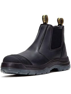 Work Boots for Men, 6 in Steel/Soft Toe Slip on Waterproof Mens Work Boots