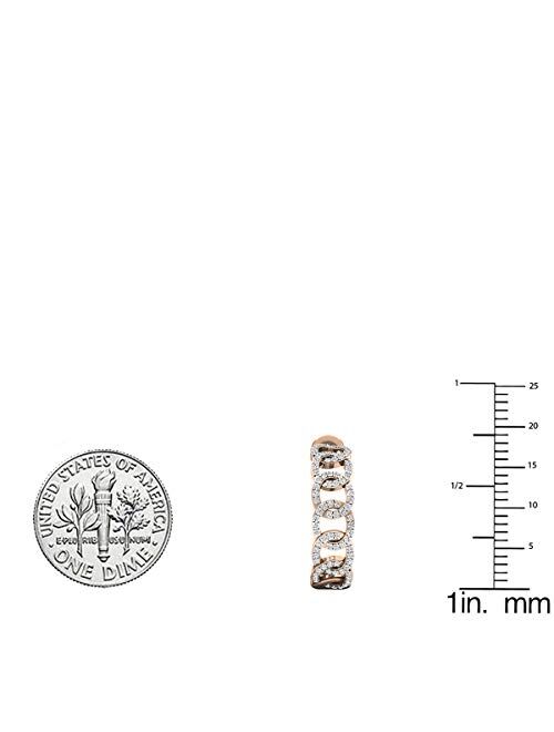 Dazzlingrock Collection 0.30 Carat (ctw) 10K Gold Round White Diamond Ladies Hoop Earrings 1/3 CT