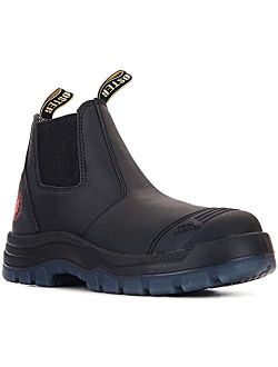 Work Boots For Men,6 inch STeel Toe Chelsea Boot,Non slip,Breathable,Comfort,AK227