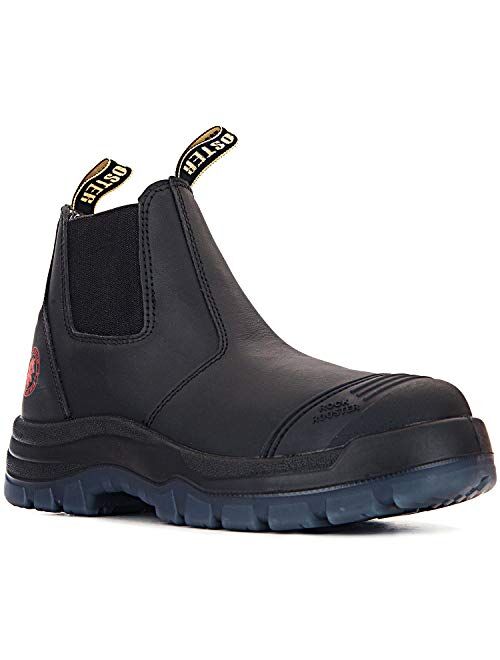 ROCKROOSTER Work Boots For Men,6 inch STeel Toe Chelsea Boot,Non slip,Breathable,Comfort,AK227