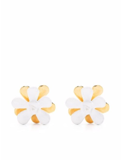 Marni White Daisy Stud Earrings