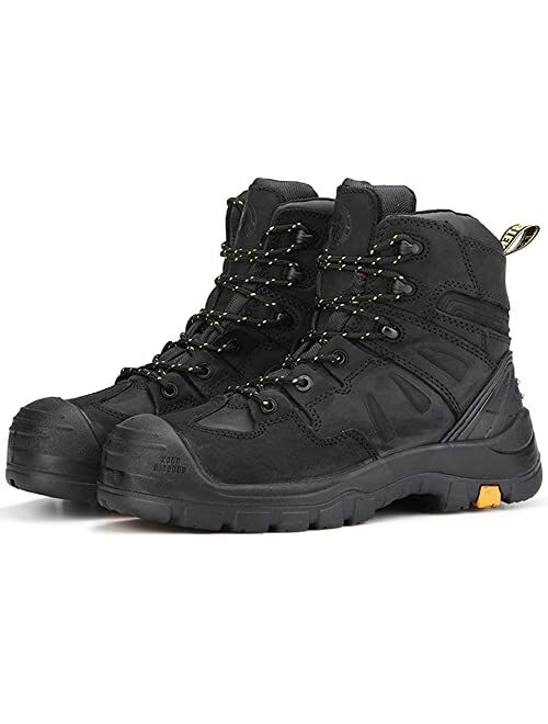 ROCKROOSTER 6" Waterproof Composite Toe work Safety Protective Shoes Industrial Mining Boots Construction Outdoor Hiking Trekking Leather Boots Casual Sports Shoes Water 