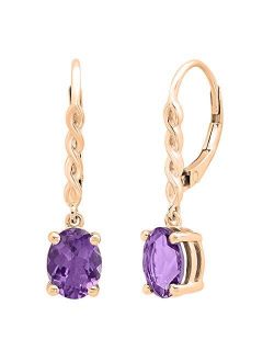 Collection 8X6 mm Oval Gemstone Ladies Twisted Drop Earring, 10K Gold