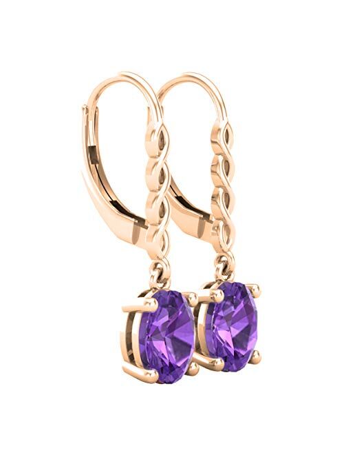 Dazzlingrock Collection 8X6 mm Oval Gemstone Ladies Twisted Drop Earring, 10K Gold