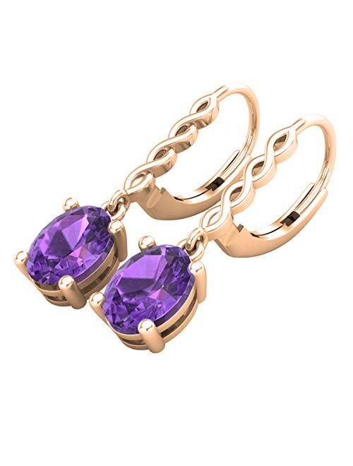 Dazzlingrock Collection 8X6 mm Oval Gemstone Ladies Twisted Drop Earring, 10K Gold