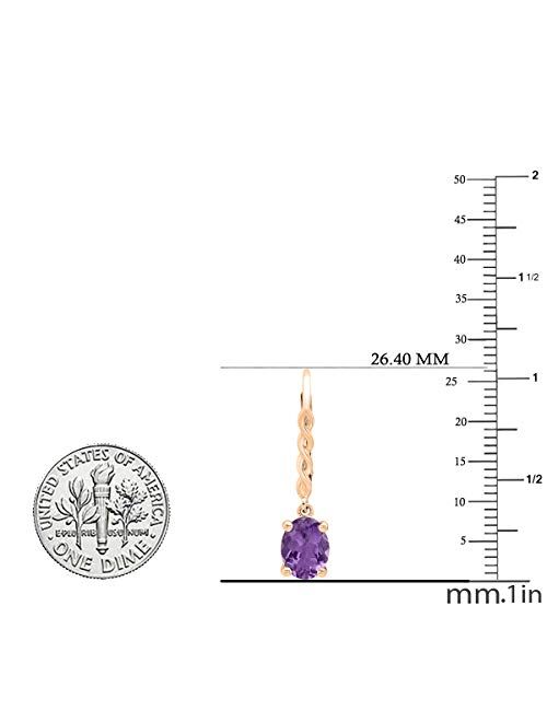 Dazzlingrock Collection 8X6 mm Oval Gemstone Ladies Twisted Drop Earring, 10K Gold