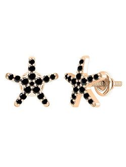 Collection Ladies Starfish Stud Earrings, Available in Various Round Gemstone, Diamond & Metal 10K/14K/18K Gold & 925 Sterling Silver