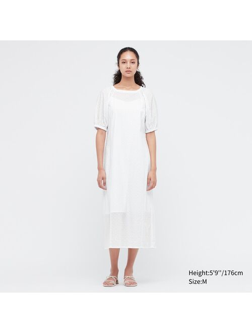 UNIQLO Textured Cotton Volume Sleeve Dress (Hana Tajima)