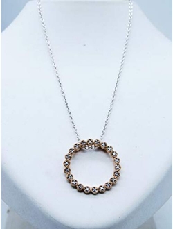 Collection 0.10 Carat (ctw) 10K Gold Round White Diamond Ladies Circle Pendant (Silver Chain)