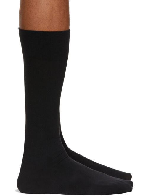 Wolford Black Cotton Knee-High Socks For Men