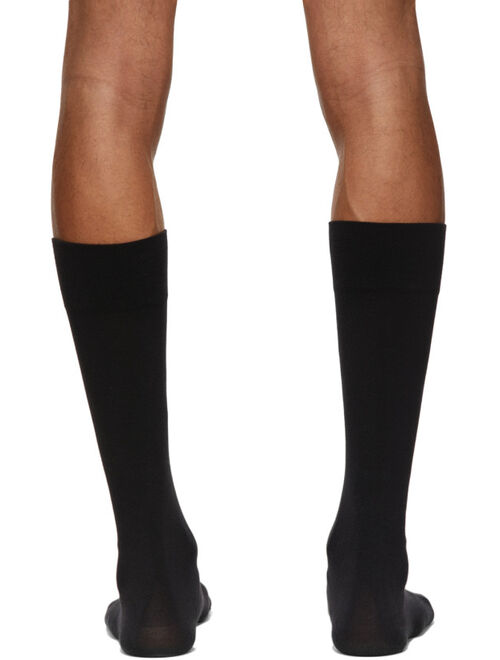 Wolford Black Cotton Knee-High Socks For Men