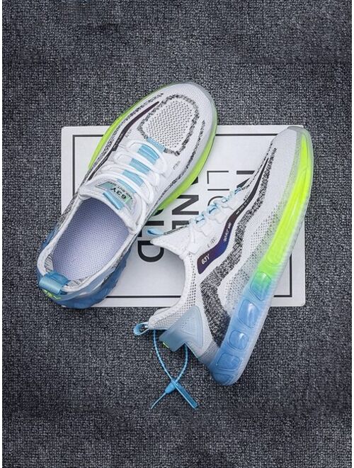 Shein Men Holographic Letter Patch Decor Lace-up Front Running Shoes