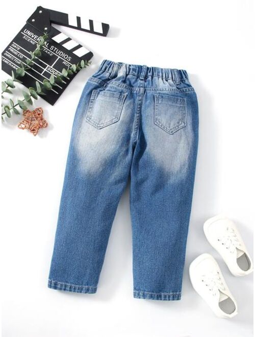 Shein Toddler Boys Ripped Frayed Bleach Wash Jeans