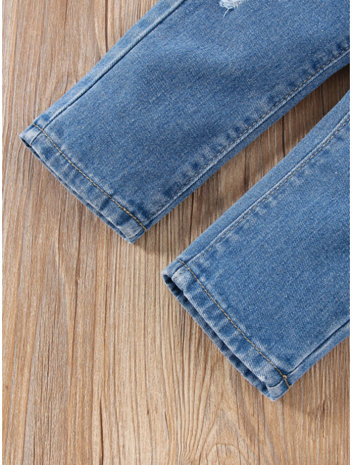 Shein Toddler Boys Ripped Frayed Jeans
