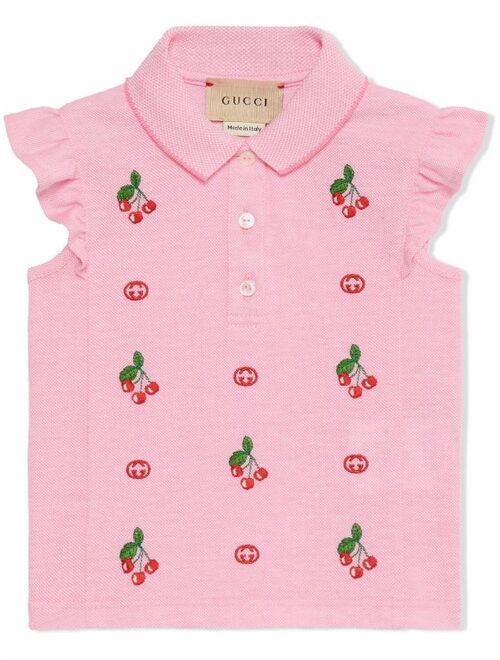 Gucci Kids embroidered-cherry polo shirt