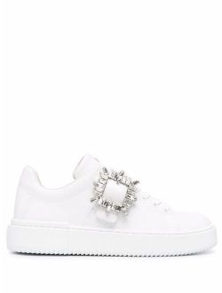 Shine buckled sneakers