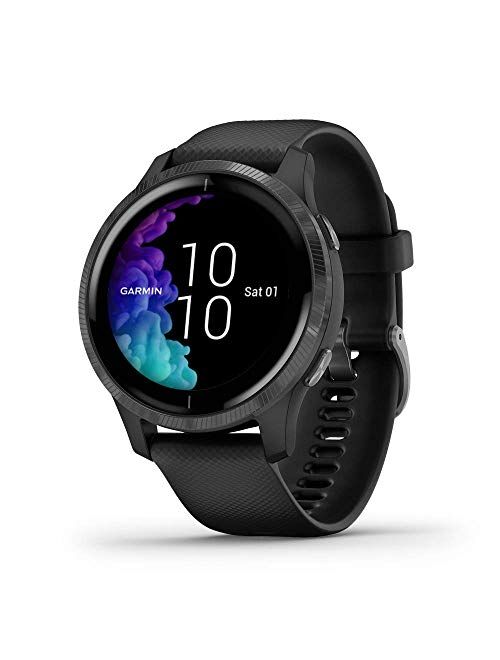 Garmin Venu, GPS Smartwatch with Bright Touchscreen Display, Features Music, Body Energy Monitoring, Animated Workouts, Pulse Ox Sensor and More, Black, 010-N2173-11 (Ren