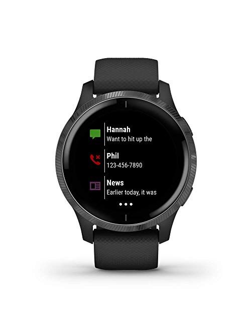 Garmin Venu, GPS Smartwatch with Bright Touchscreen Display, Features Music, Body Energy Monitoring, Animated Workouts, Pulse Ox Sensor and More, Black, 010-N2173-11 (Ren