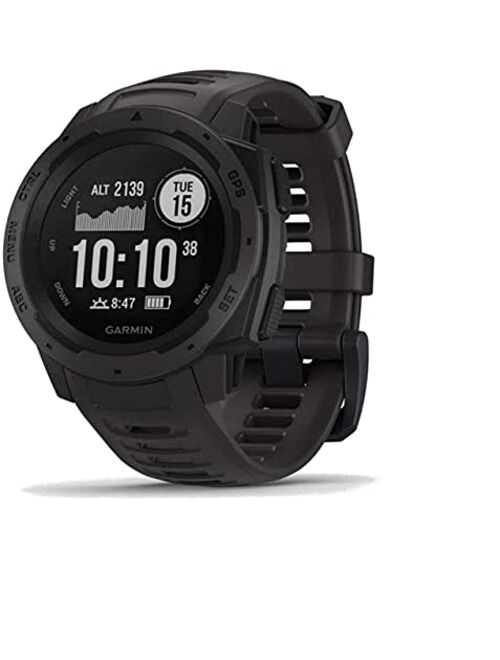 Garmin 010-N2064-00 Instinct, Rugged Outdoor Watch with GPS, Features GLONASS and Galileo, Heart Rate Monitoring and 3-axis Compass, 1.27", Graphite (Renewed)
