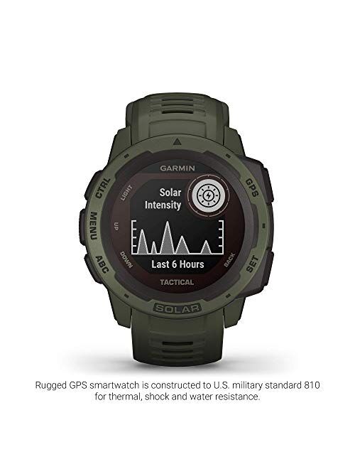 Garmin Instinct Solar Tactical, Solar-Powered Rugged Outdoor Smartwatch with Tactical Features, Built-in Sports Apps and Health Monitoring, Moss Green (Renewed)