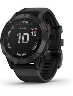 Fenix 6 Pro, Premium Multisport GPS Watch, Features Mapping, Music, Grade-Adjusted Pace Guidance and Pulse Ox Sensors, Black 010-02158-01 (Renewed)