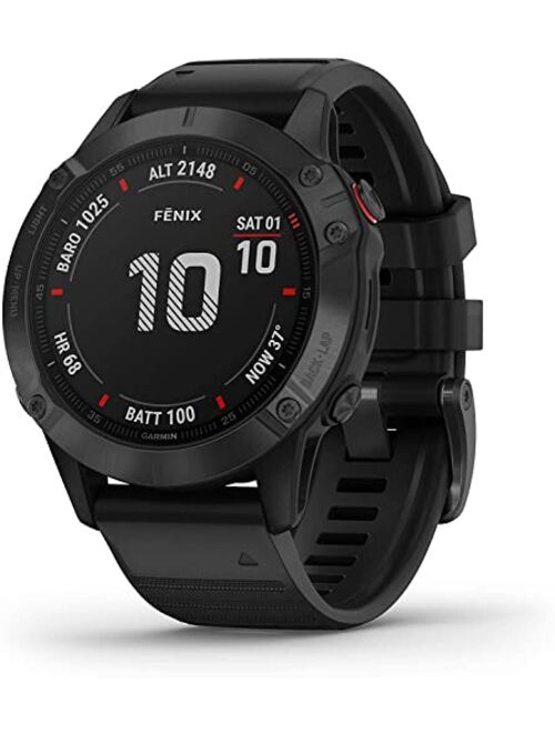 Garmin Fenix 6 Pro, Premium Multisport GPS Watch, Features Mapping, Music, Grade-Adjusted Pace Guidance and Pulse Ox Sensors, Black 010-02158-01 (Renewed)