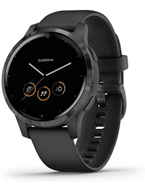 Garmin 010-N2172-11 Vivoactive 4S GPS Smartwatch, Slate Stainless Steel Bezel with Black Case and Silicone Band (Renewed)