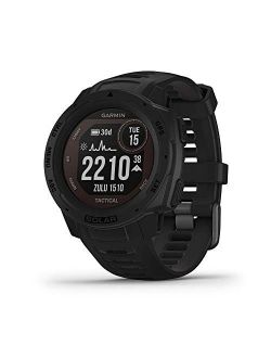 Instinct Solar Tactical, Solar-Powered Rugged Outdoor Smartwatch with Tactical Features, Built-in Sports Apps and Health Monitoring, Black (Renewed)
