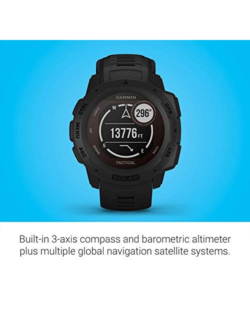 Garmin Instinct Solar Tactical, Solar-Powered Rugged Outdoor Smartwatch with Tactical Features, Built-in Sports Apps and Health Monitoring, Black (Renewed)