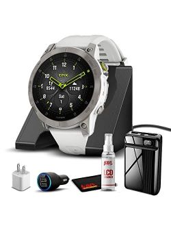 Epix Gen 2 2022 Active GPS Premium Fitness Smartwatch for Men & Women with Charging Base, USB Car/Wall Adapter, 6Ave Cleaning Kit (Bundle)