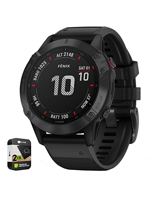 Garmin Fenix 6 Multisport GPS Smartwatch Bundle with Premium 2 YR CPS Enhanced Protection Pack