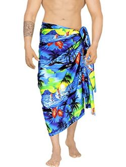LA LEELA Men's Regular Beachwear Sarong Long Beach Wrap