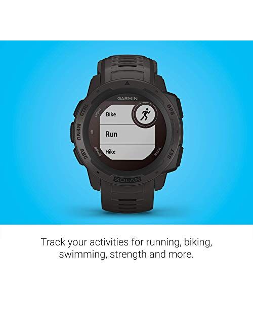 Garmin Instinct Solar, Solar-Powered Rugged Outdoor Smartwatch, Built-in Sports Apps and Health Monitoring, Graphite (Renewed)