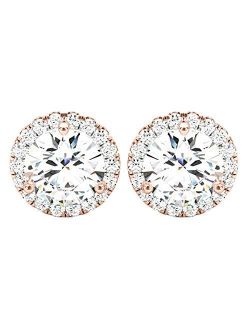 1-5 Carat Round Halo Diamond Earrings 14K Gold Value Collection Push Back