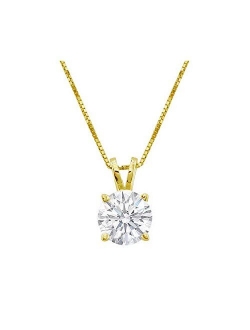 3/8-3 Carat IGI Certified LAB-GROWN Round Cut 4 Prong Diamond Pendant Necklace   16" 14K Gold Chain Value Collection (I-J Color, SI1-SI2 Clarity)