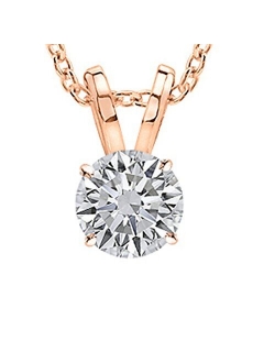 3/8-3 Carat IGI Certified LAB-GROWN Round Cut 4 Prong Diamond Pendant Necklace   16" 14K Gold Chain Value Collection (I-J Color, SI1-SI2 Clarity)