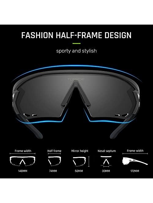TOREGE Sports Sunglasses with 1.4mm Polarized Lens For Men Women Cycling Running Fishing Driving Golf Glasses TR18 Eagle-s