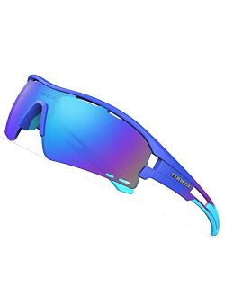 TOREGE Sunglasses for Men and Women,Polarized Sports Sunglasses with 3 Interchangeable LensTR30