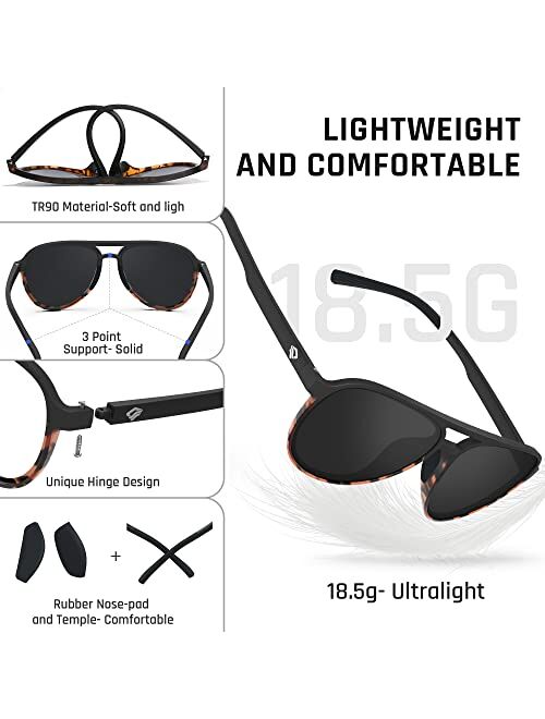 Torege Aviator Sunglasses Polarized Sunglasses for Men Women Sports Glasses Fishing Boating Beach Golf Driving TR75
