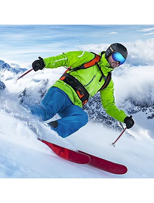 TOREGE Ski Goggles Anti Fog Dual-Layer UV Protection Snowboard Goggles OTG Snow Goggles for Men Women