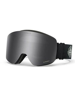 TOREGE Ski Goggles, Snow Goggles with Anti-fog Spherical Lens, OTG Snowboard Goggles for Men Women
