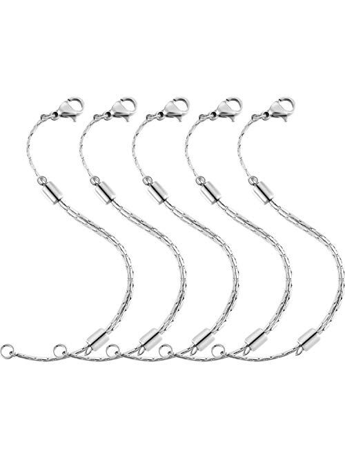 Hicarer 5 Pieces Stainless Steel Extender Chain Adjustable Necklace Chain Extender with Lobster Clasp for Necklace Bracelet Jewelry Making (Silver)