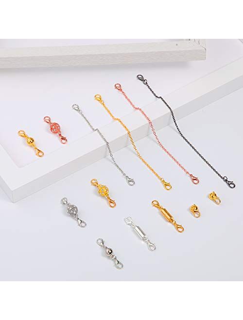 Honoson 31 Pieces Necklaces Bracelets Extender Set Includes 20 Pieces 2 3 4 5 6 Necklaces Bracelets Chain Extender, 11 Pieces Magnetic Clasps